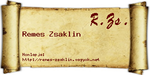 Remes Zsaklin névjegykártya